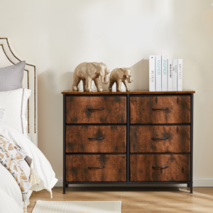 Tall Dresser Fabric Storage Tower ,Wooden Top For Kid Room, Closet, Entryway, Nursery