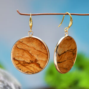Round Natural Stone Pendant Earrings For Women