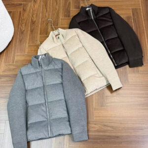 New Stylish Wool Knit Patchwork White Duck Down Jacket