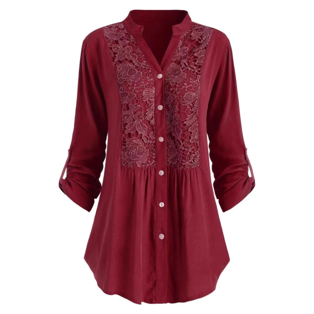 Women's Solid Color Casual Loose V-neck Shirt