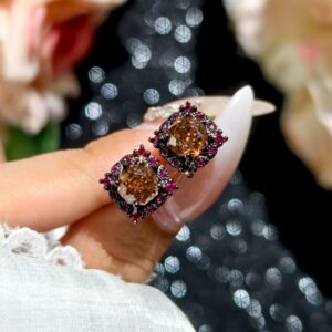 Black And Gold Rose Cut Brilliant Morgan Orange Zircon Earrings