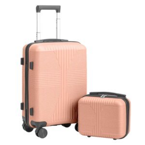 Non-TSA Customs Lock 2-in-1 PP Trolley Case, 12in/20in, PP, Pink