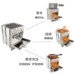 Square BBQ Grill, Stainless Steel Folding Fire Pit, 27x20x20 Large Fixed Outdoor Camping Stove For Garden Picnic & Portable Cooking