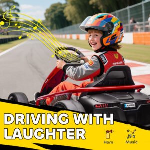 24V Electric Go Kart for Kids, Drift Ride-On Racing Go Kart with 2 Speeds, for Boys Girls Aged 8-12 Years Old, Red