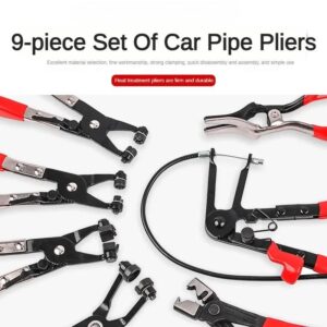 Straight Throat Type Car Water Pipe Clamp Pliers, Oil Pipe Clamps, Snap Pliers Tools, Red Set