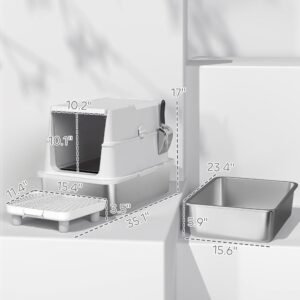 Cat Stainless Steel Cat Litter Box For Big Cats With Flip Cover