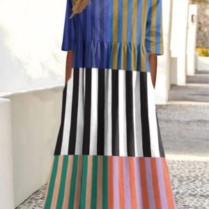 Casual Retro Ocean Art Print Womens Loose Dress