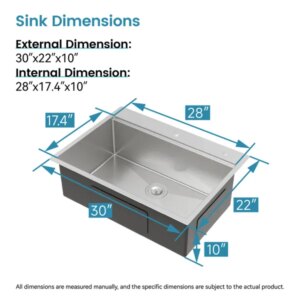 Stainless Steel Kitchen Sink, 30'x22' Single Bowl, Overmount Handmade Sink In Brushed, With Cutting Board, Colander-Unable Ship Weekends, TK And TEMU Only For Pickup