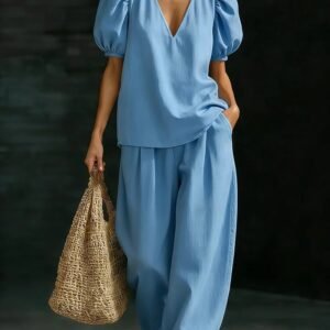 V-Neck Short-Sleeve Fashionable Casual Womens Set