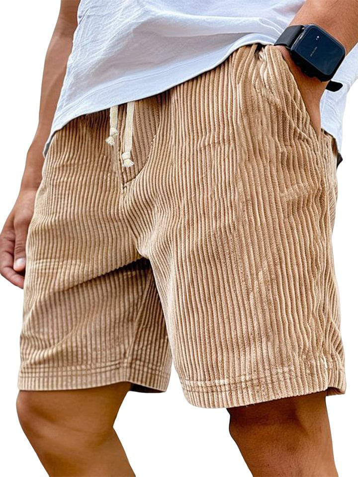 Men's Retro Embroidered Corduroy Fashionable Lace-up Casual Shorts - Image 5