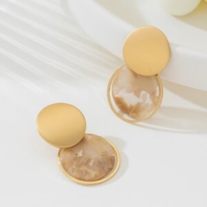 1 Pair Elegant & Stylish Color-Block Stone Pattern Stud Earrings, Minimalist & Luxurious, Perfect For Women's Holidays, Banquets & Gifting