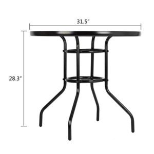 Outdoor Dining Table Round Toughened Glass Table Yard Garden Glass Table(SAME AS 93152635)