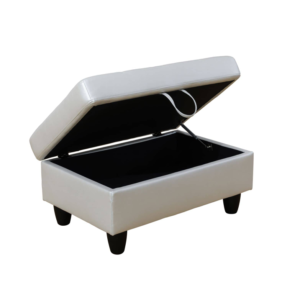 Pickup Only--Silver Grey Semi PU Synthetic Leather Storage Ottoman