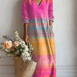 Lady’s Linen Long-sleeved Dress