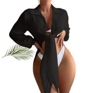 Bikini Cover-up Loose-fitting Sun-protective Shirt-style Beach Tunic