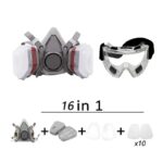 6200 Respirator Mask 7-Piece Set, 6200 Anti-Dust Toxic Gas Mask With 8 Filter Pads & Goggles, Reusable Face Cover For Painting, Construction, Woodworking, Industrial Safety