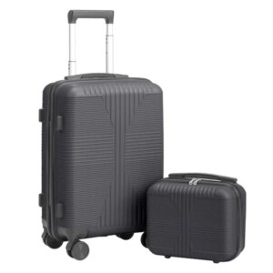 Non-TSA Customs Lock 2-in-1 PP Trolley Case, 12in/20in, PP, Dark Gray