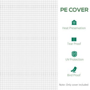 Plastic Greenhouse Cover Replacement, Heavy Duty Waterproof Tarp For Hoop House, Sheeting With 12 Windows, Door & Reinforcement Grid, White