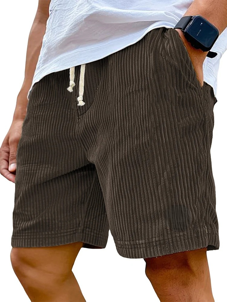 Men's Retro Embroidered Corduroy Fashionable Lace-up Casual Shorts - Image 11