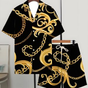 Printed Trendy Loose Short-Sleeve Shirt And Shorts Mens Set