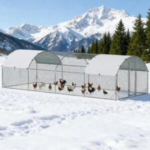 9.2’W X 24.9’D X 6.5’H Chicken Coop Large Metal Chicken Coop For Yard, Outdoor, Duck, Rabbit