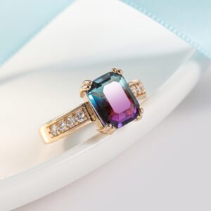 Women's Simple Square Zircon Ring