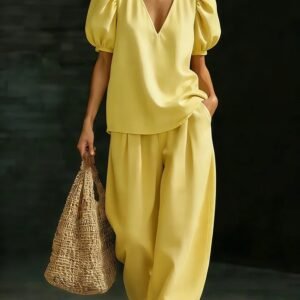 V-Neck Short-Sleeve Fashionable Casual Womens Set