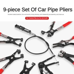 Straight Throat Type Car Water Pipe Clamp Pliers, Oil Pipe Clamps, Snap Pliers Tools, Red Set