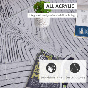 Coffee Table, 32inch Long Rectangle Waterfall Coffee Table, Clear