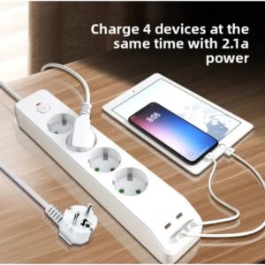 4-Way Power Strip With 2 USB-A And 2 USB-C Ports, Surge Protected Outlet Extender