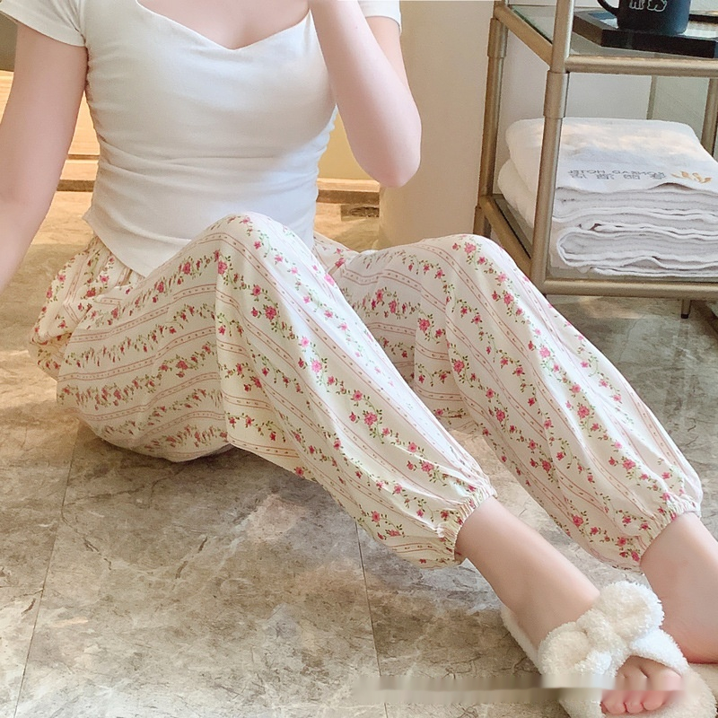 Plus-size Rayon Beach Mosquito-proof Cotton-look Pajama Pants - Image 13