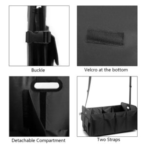 The Car Storage Box Is A Foldable Car Trunk Storage Box In Black