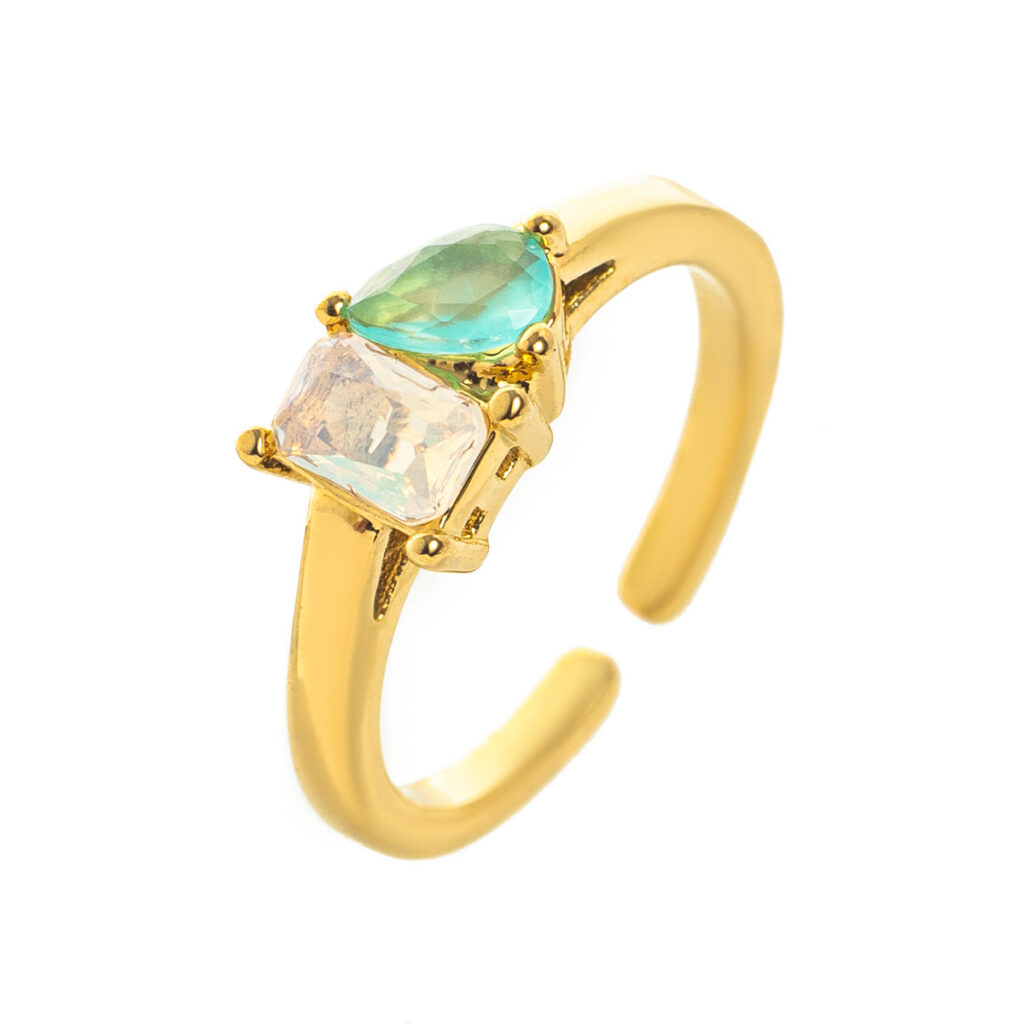 Titanium Steel Multi-Color Zircon December Birthstone Ring Plain Band Ring