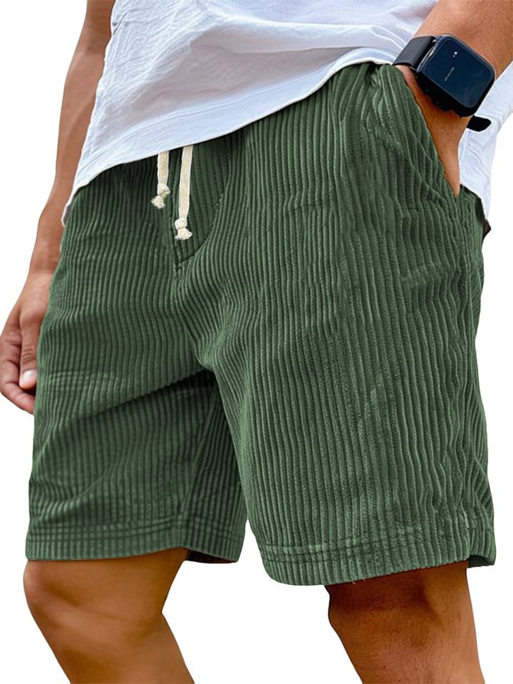 Men's Retro Embroidered Corduroy Fashionable Lace-up Casual Shorts - Image 6