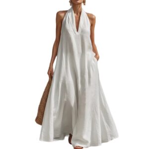 Women’s Casual Solid Color V-Neck Dress