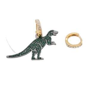 Personalized Asymmetrical Diamond-encrusted Dinosaur Animal Ear Clips