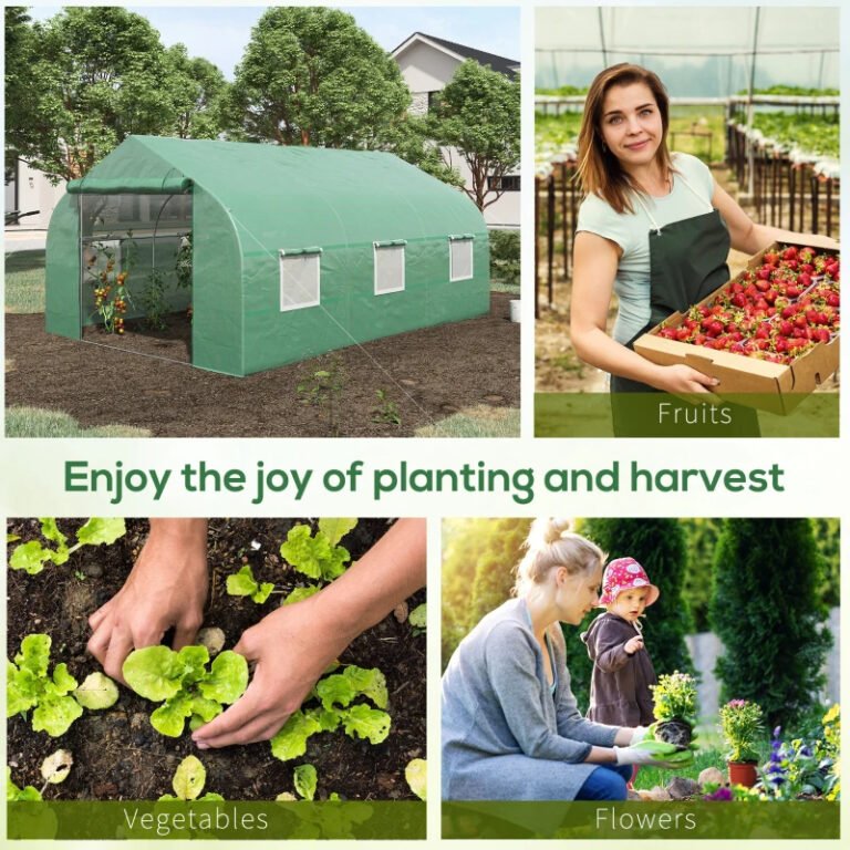 11.5′ X 10′ X 6.5′ Outdoor Portable Walk-In Tunnel Greenhouse With Windows-Deep Green