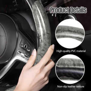Car Wood Grain Steering Wheel Cover, Anti-Slip 2PCS Segmented Steering Wheel Protector, Anti-Skid Wheels Cover Universal Fit For Most Vehicles, Car Accessories For Women Men -Gray