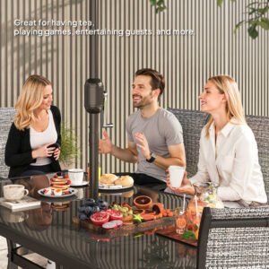 8 Pieces Patio Furniture Set with 9Ft Patio Umbrella, Outdoor Dining Table and Chairs, Mixed Gray