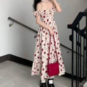 Women’s Fashionable Slim-fit Floral Print Slip Dress