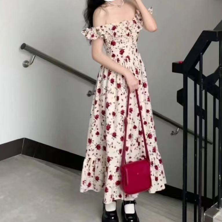 Women’s Fashionable Slim-fit Floral Print Slip Dress