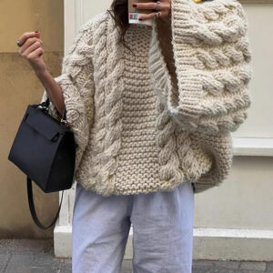 Loose Casual Versatile Solid-color Fashionable And Elegant Knit Sweater