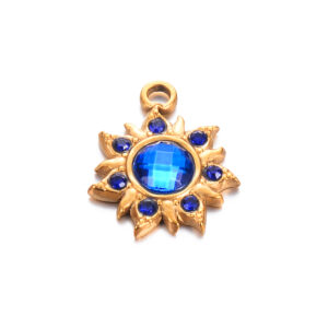 Instagram-style Sunflower Stainless Steel Pendant With Colorful Faceted Zircon Inlays