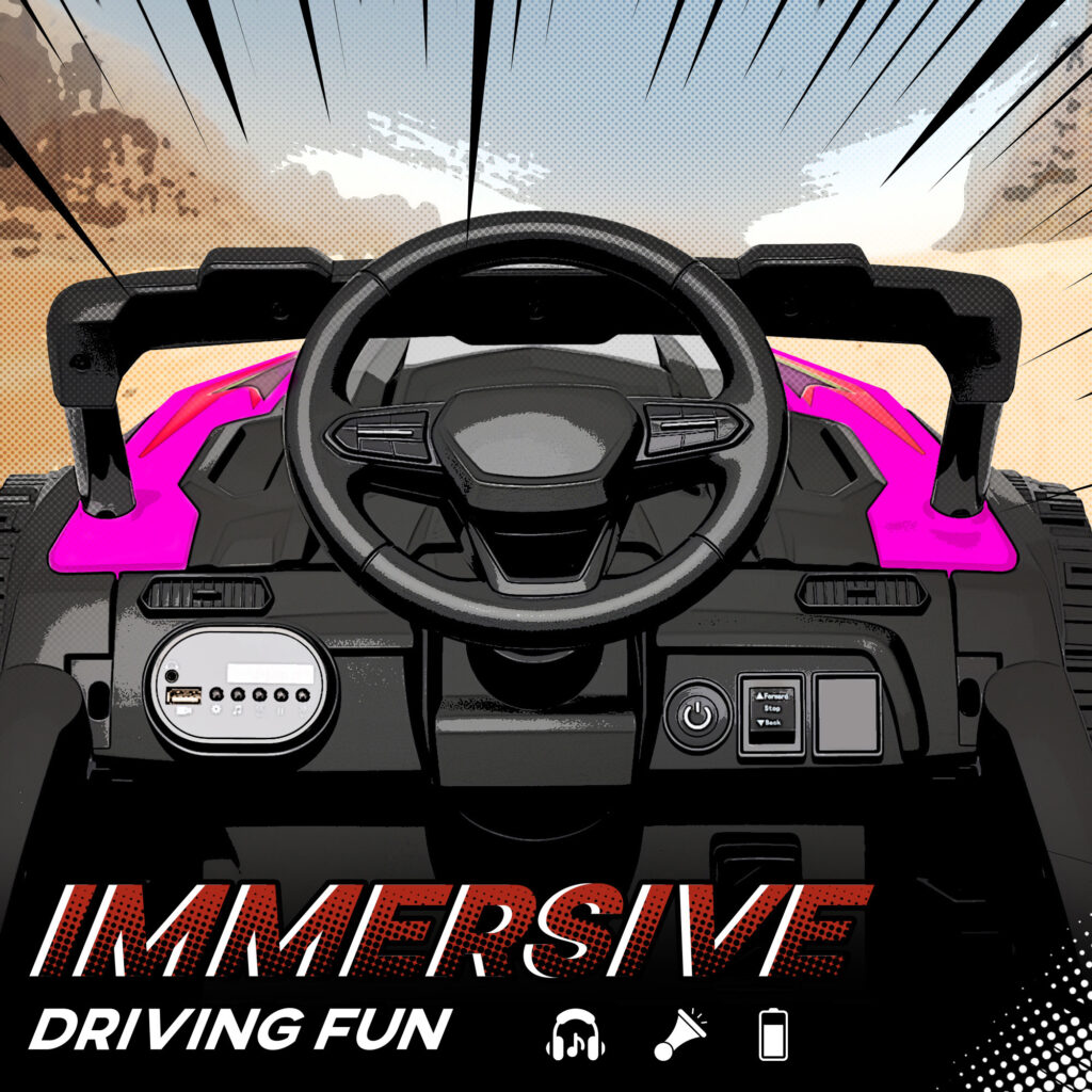 12V Kids Ride On Truck, Battery Powered Electric UTV Vehicle with Rear Suspension, Remote Control for 3-5 Years, Pink