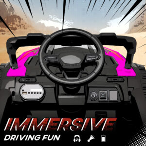 12V Kids Ride On Truck, Battery Powered Electric UTV Vehicle with Rear Suspension, Remote Control for 3-5 Years, Pink