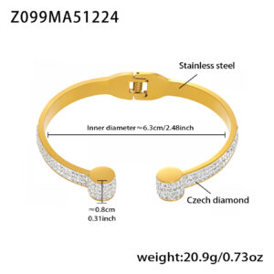 Stainless Steel Ultra-Shiny Full-Crystal Clip Bracelet