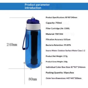 Outdoor Sports Portable Water Kettle Filter UF Membrane Water Purification Cup