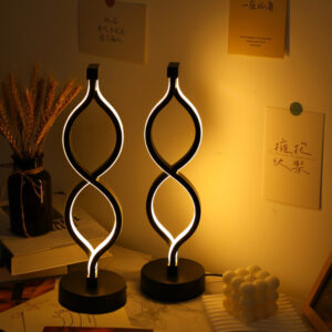 2Pcs Modern Wave-Shaped USB Desk Lamp With 3-Color Dimmable Lighting For Bedroom