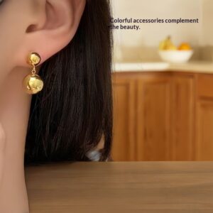 Fashionable Unique And Personalized Metal Round-Ball Tassel Earrings
