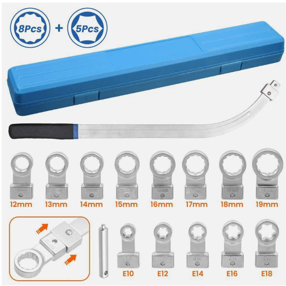 Professional Grade 15-Piece Timing Belt & V-Belt Adjuster Tool Kit | Heavy-Duty Chrome Vanadium Steel | For Tight Spaces & DIY Auto Repair